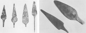 图7 青铜箭（左图Sarazm遗址出土；右图摩亨佐达罗遗址出土，可能来源于卡拉奇博物馆藏）