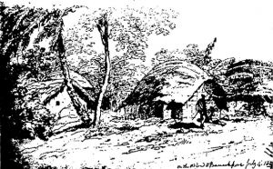 图1 George Chinnery 1813年绘制的印度原生的“Banggolo”木棚屋