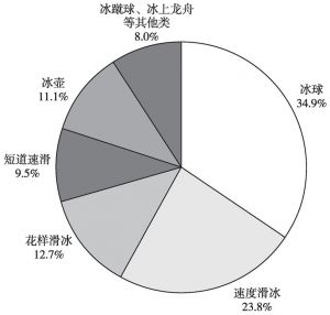 图4 2016年中国冰上赛事比赛项目及所占比例