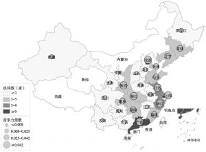 图2 2016届中国顶级医院100强省份分布