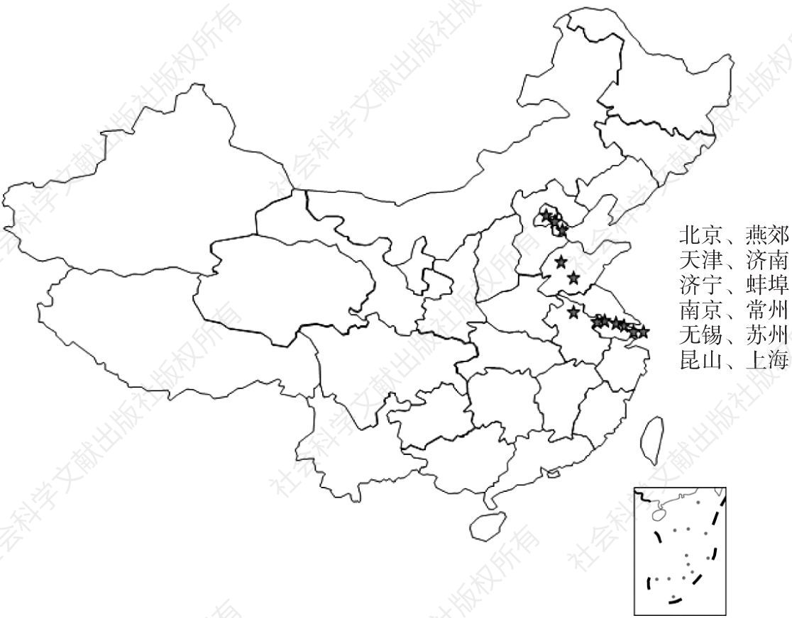 图1-2 2012年京沪高铁沿线国家高新技术园区分布
