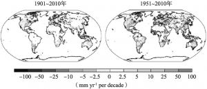 图1-2 观测到的1901～2010年和1951～2010年的降水变化