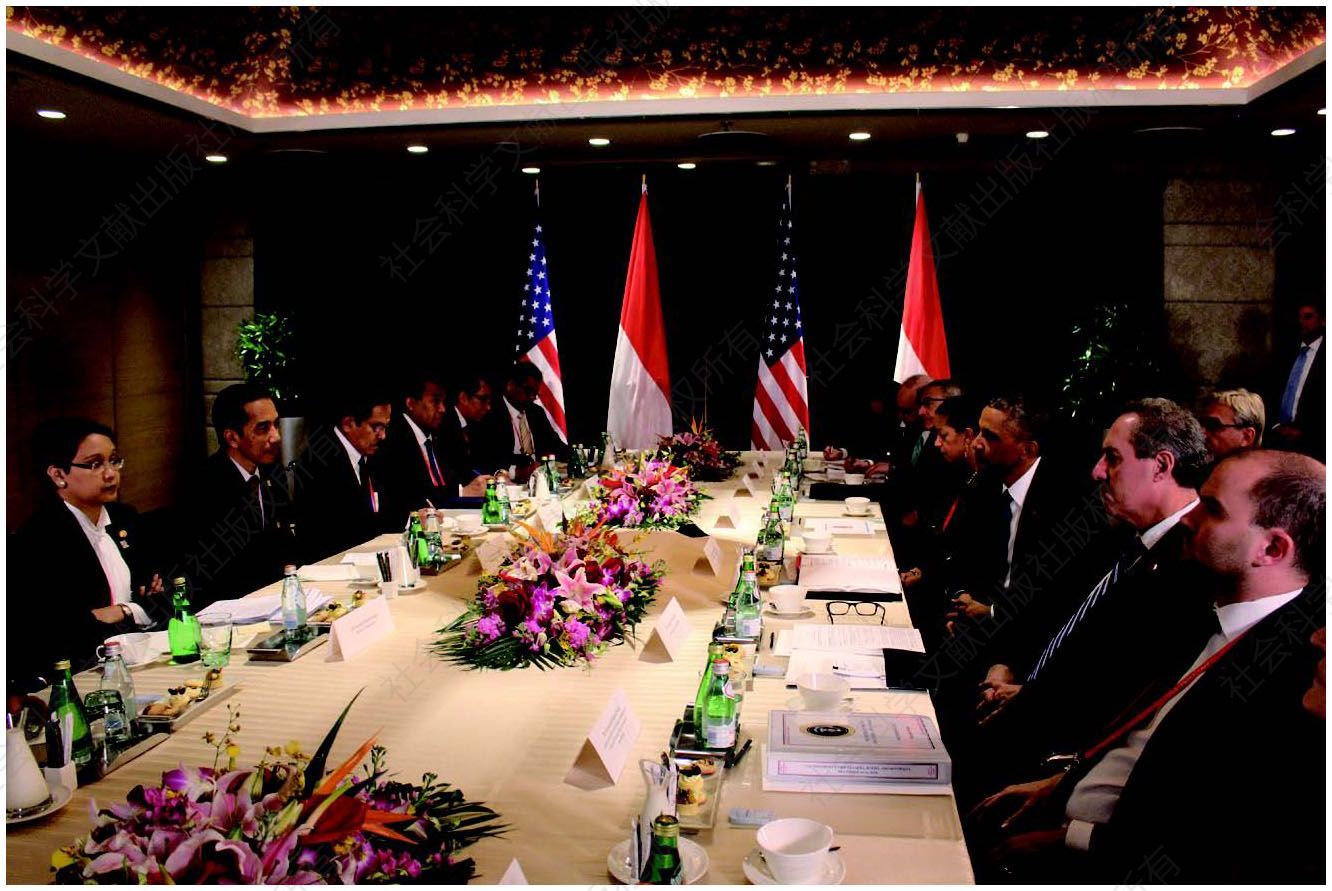 佐科总统在2014年北京APEC期间与奥巴马总统举行双边会谈