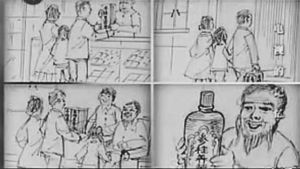 图1-2-8 “参桂养容酒”手画的电视脚本
