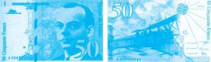 印有圣-埃克苏佩里头像和小王子图案的面值50法郎的钱币