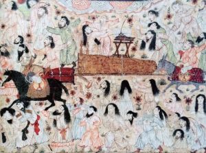 图4-2 送葬图，14世纪30年代，伊朗《诸王之书》（波士顿美术馆藏）