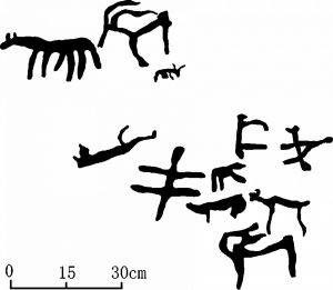 图4-9 动物、符号岩画XMSZA-008