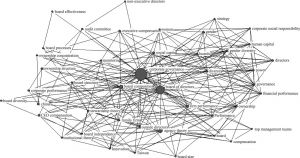 图2-6 1990～2016年董事会研究主题网络分布