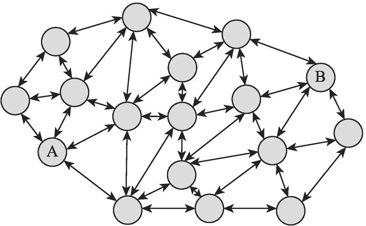 图2-3 多对多网络传播模式