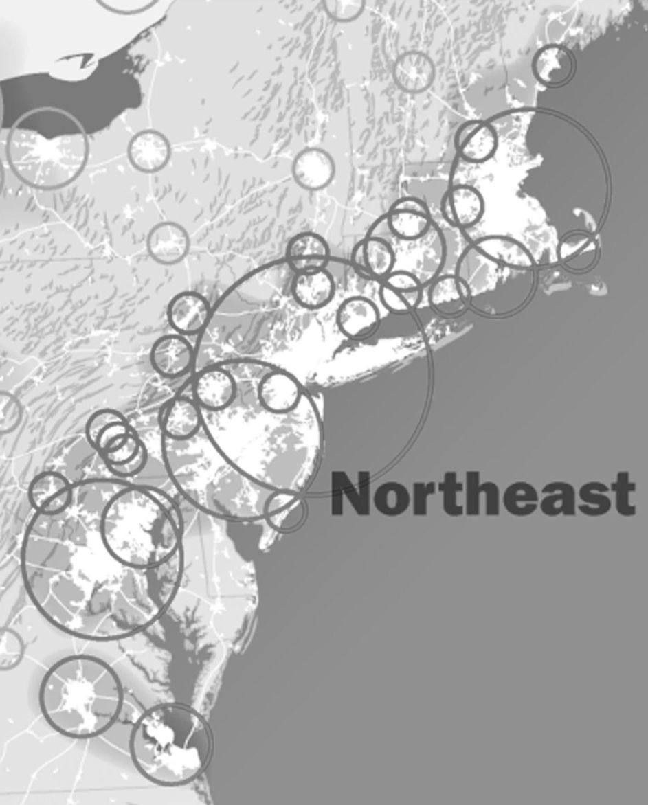图4 美国东北部巨型都市区域的空间结构