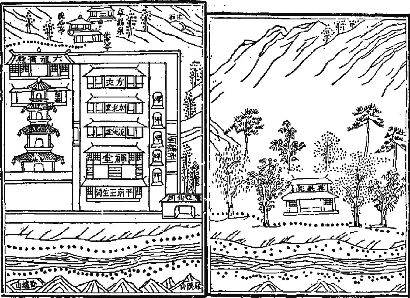 图3 宝林寺铁塔及禅堂等