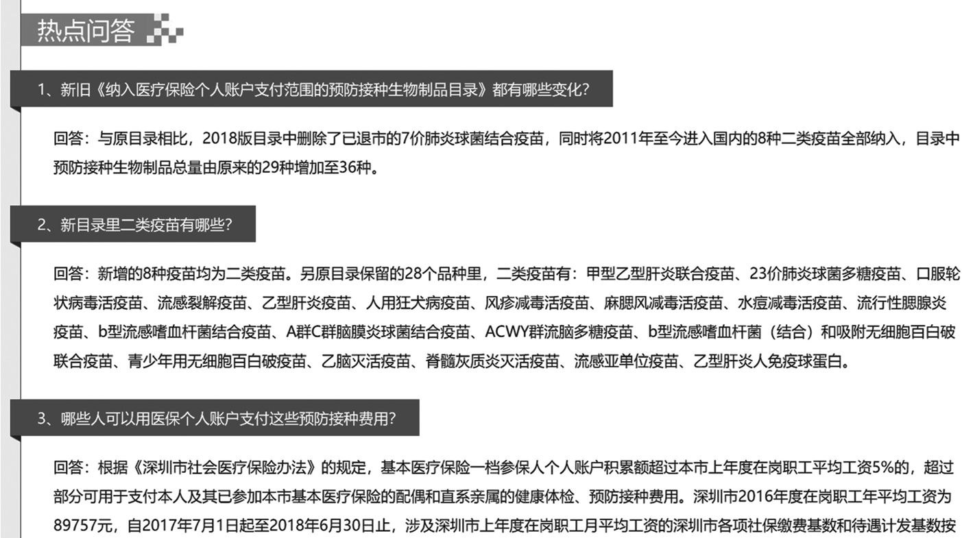 图18 深圳市政府关于个人医疗保险政策的问答解读