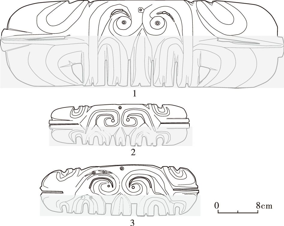 图1-13 双勾型勾云形玉器中央卷勾与齿状凸起比例变化