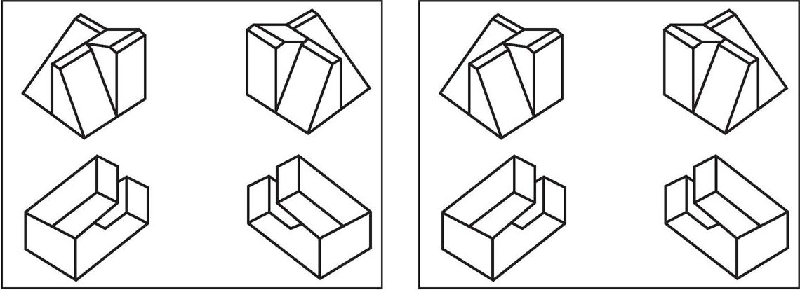 图4-2 3-D客体几何图形再认记忆实验材料举例