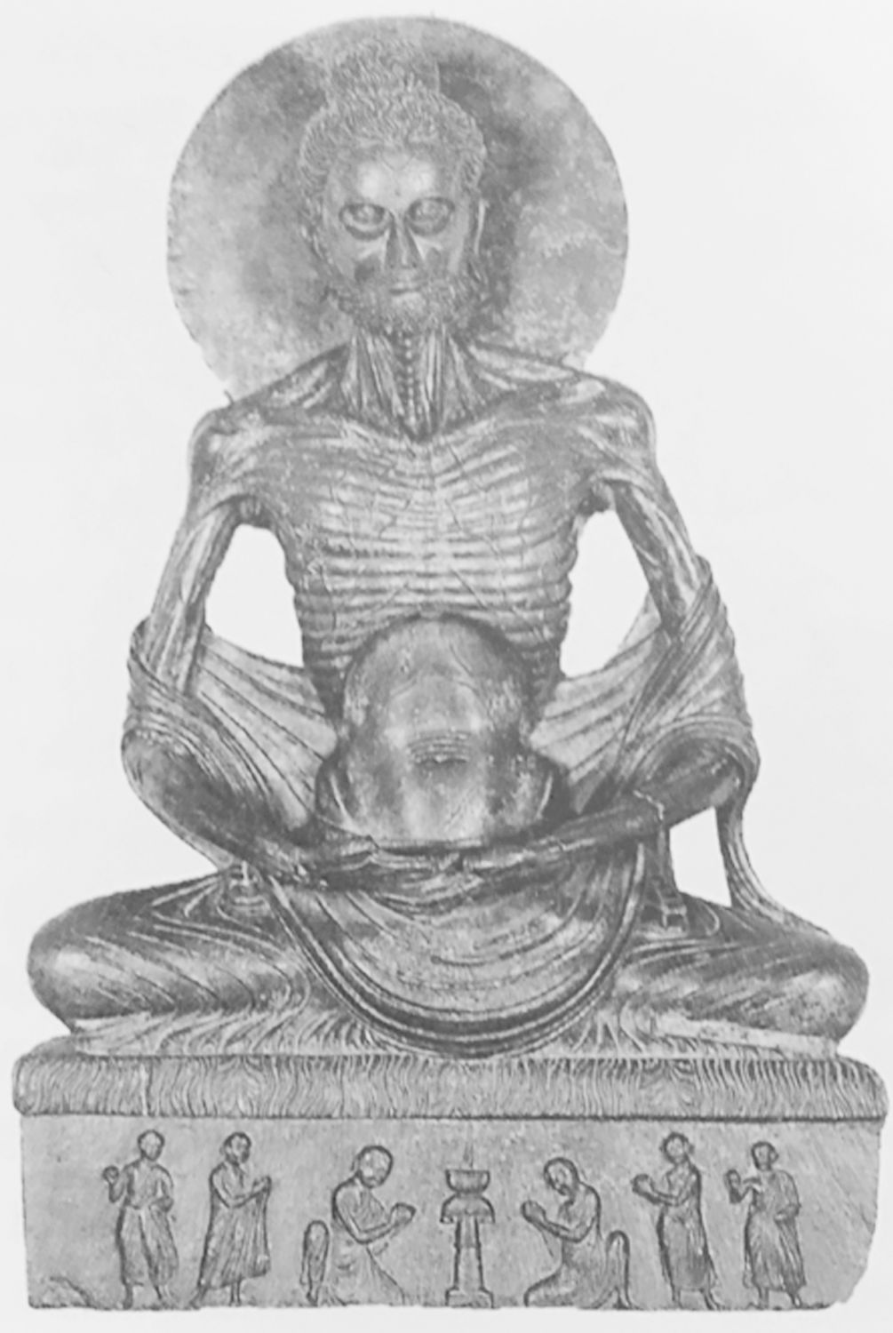 图3-12 苦行的释迦牟尼 犍陀罗 2～4世纪 拉合尔博物馆藏
