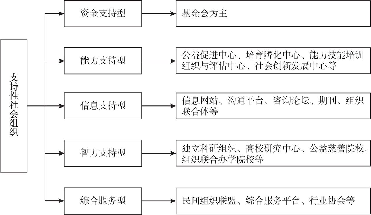 图1-1 中国支持性社会组织划分类型