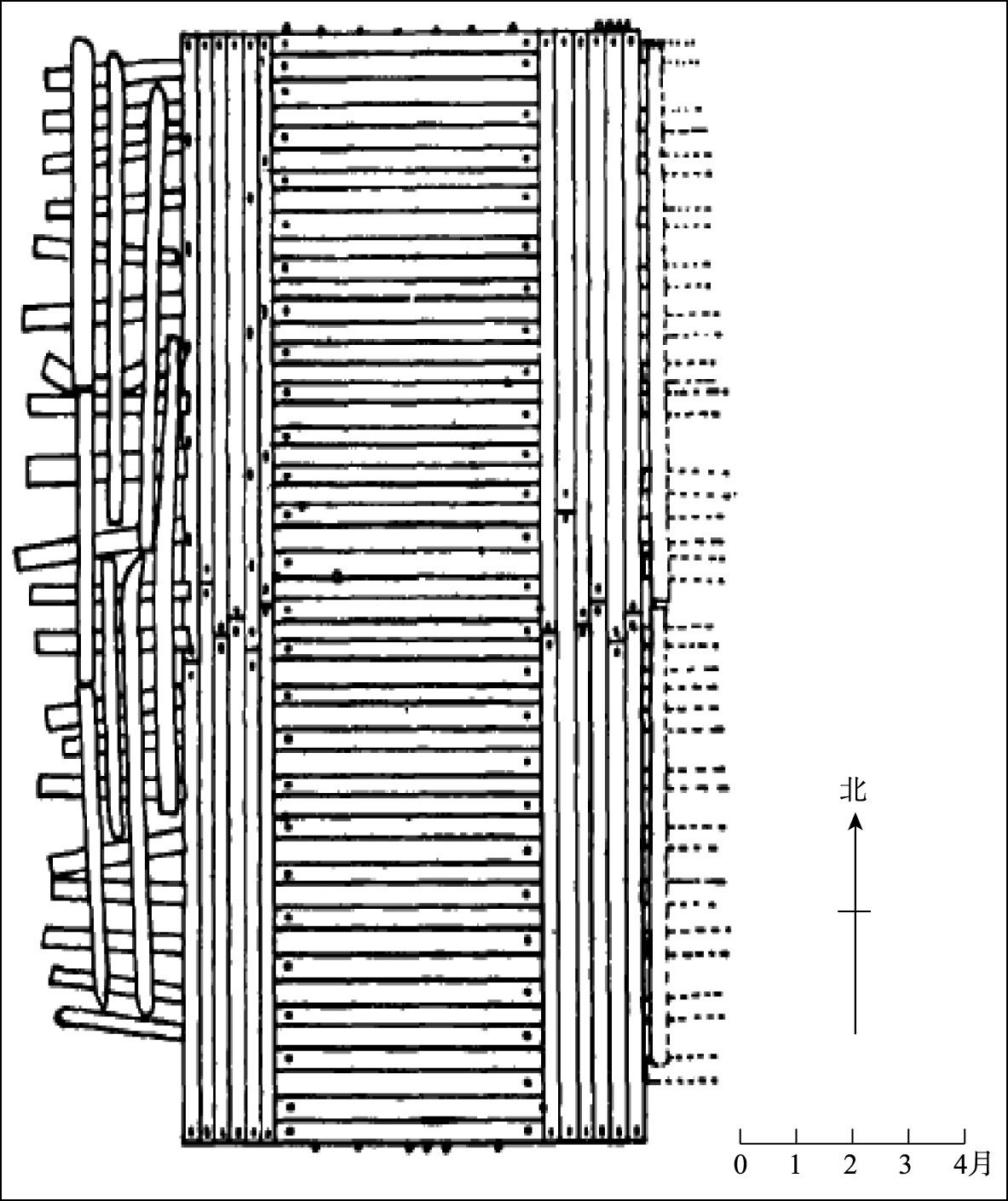 图7 苏州齐门古水门木结构基础平面图