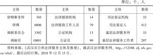表2 武汉市公共法律服务主体及数量