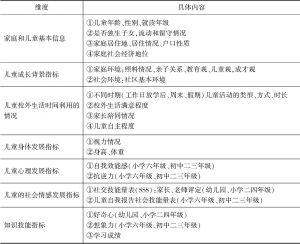 表1 中国儿童校外生活的分析框架和指标