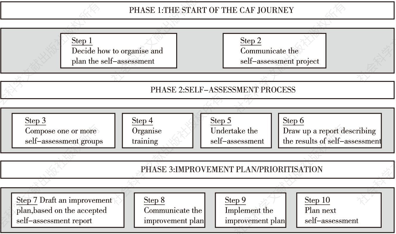 Figure 2 Ten steps of CAF implementation in the organization