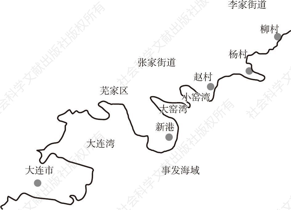 图1 “7·16”溢油事发海域与周边受影响区域示意图