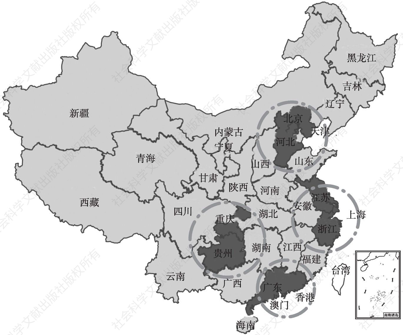 图1 中国大数据产业圈分布
