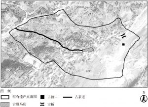 图5 石门古茶道水南渡段遗产点组合结构