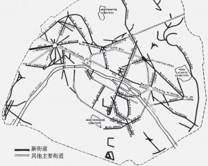 图2-3 巴黎地图（1870年，表明了1850～1870年建设的主要街道）