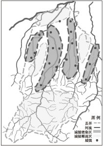 图2-10 城镇的密集度与河流的关系
