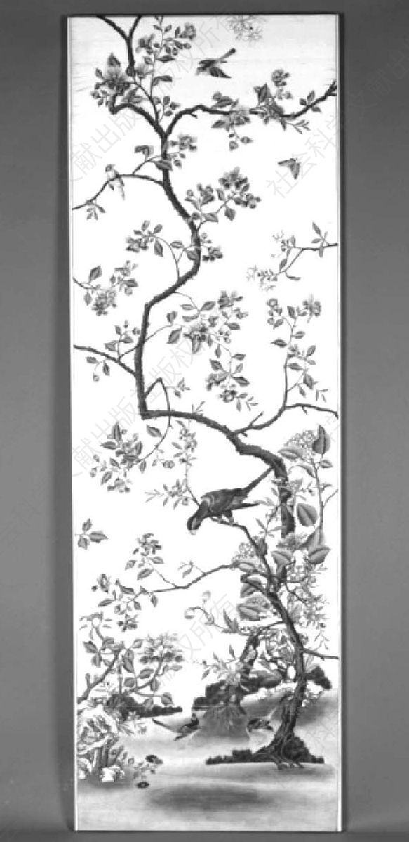 图3 清丝绸手绘花鸟壁纸，广东省博物馆藏