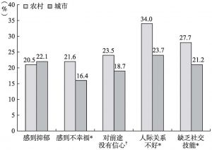 图5-1 2010年中国分城乡儿童的心理健康和社会-情感福祉