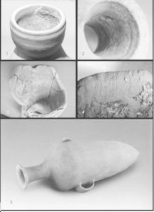 图5 仰韶文化尖底瓶口部的残留物及微痕