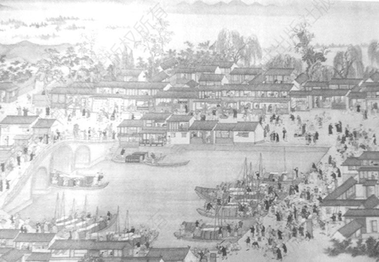 图4 清代运河杭州段景观