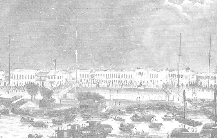 图3-73 1822年大火中的十三行商馆区广场