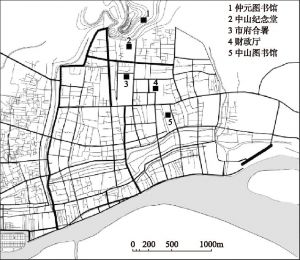 图4-9 市中心重要公共建筑分布情况