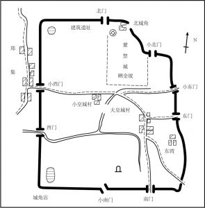图2-1 宜城楚皇城遗址平面图（王克陵绘）