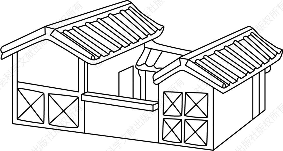 图3-1 汉代普通民居院落模型（王克陵绘）