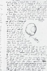 牛顿在自身实验面前没有退缩。这是其《实验笔记》（Laboratory Notebook，1669～1693）中的一页，他在上面描述了用自己的眼睛做的一场实验：他想借助一把锥子探究眼睛里的色彩作用。