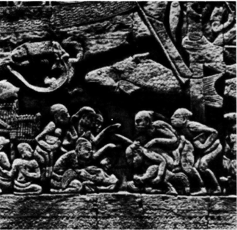 图5-58 斗鸡图——巴戎寺浮雕回廊
