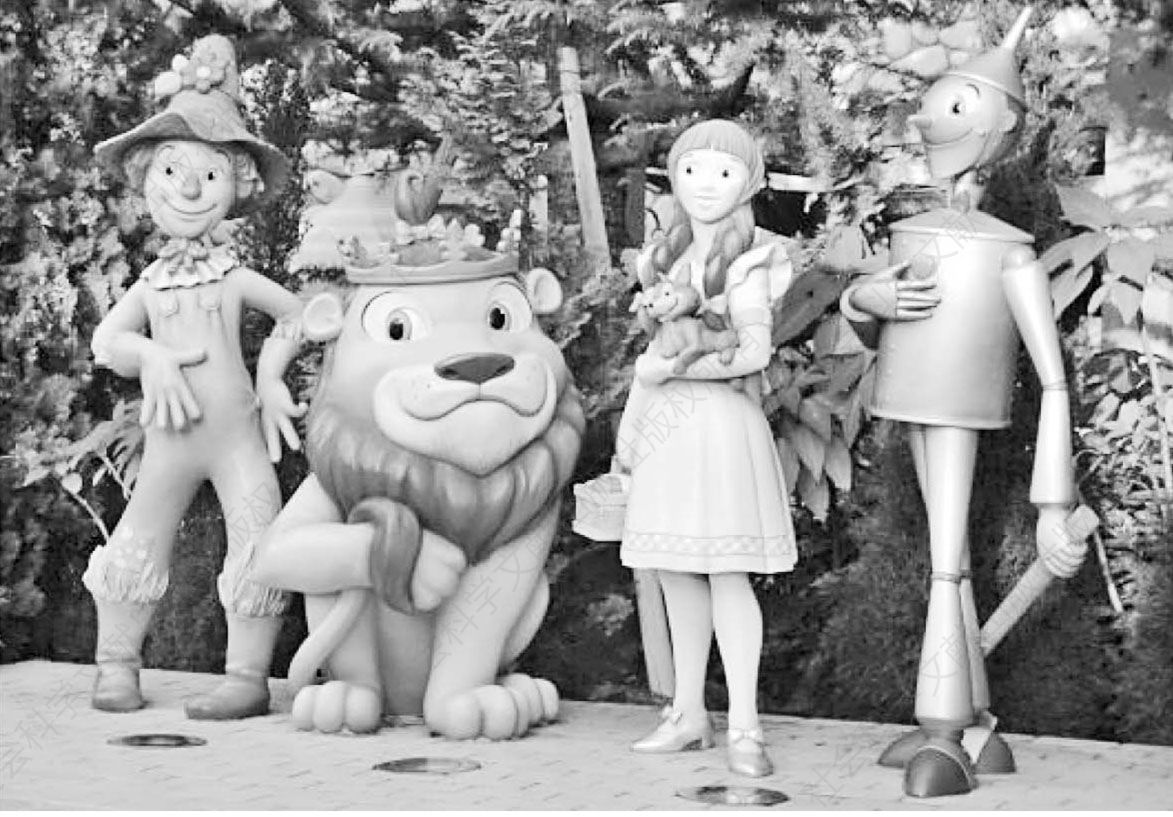 图3 《绿野仙踪》女主角桃乐西和她的朋友稻草人、狮子、铁樵夫