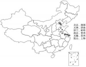 图1-2 2012年京沪高铁沿线国家高新技术园区分布