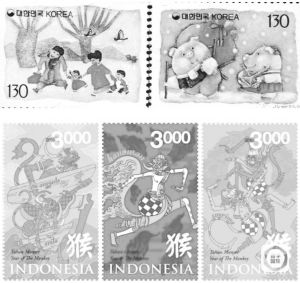图7-5 国外发行的生肖邮票