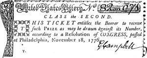 图1 1776年美国大陆会议发行的彩票