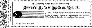 图2 1814年新泽西州为筹建皇后学院所发行的彩票