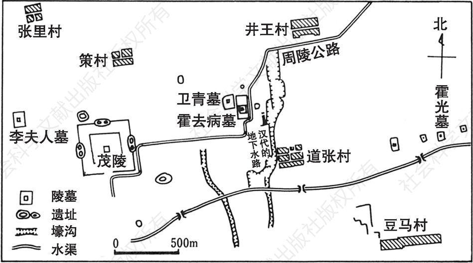 图67 茂陵（武帝陵）及周边地图，1962年调查