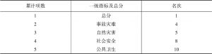表3 一级指标及总分排名——上海