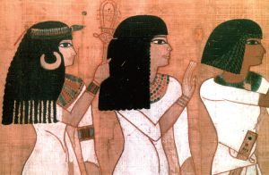 一幅古埃及壁画中的三姐妹
