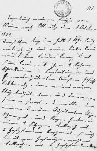 斐迪南一世皇帝的《我的从维也纳到奥尔米茨之旅日记，1848年10月1日》首页