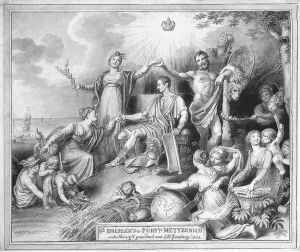 《梅特涅作为和平侯爵》（水彩画），约翰·海因里希·拉姆贝格作，1822年