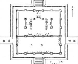 图Ⅰ—10 青龙寺4号遗址早期佛殿复原平面图